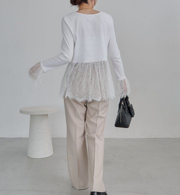  「【トレンド感あるレイヤードスタイルに！】レースロンT」|シャツ・ブラウス|
