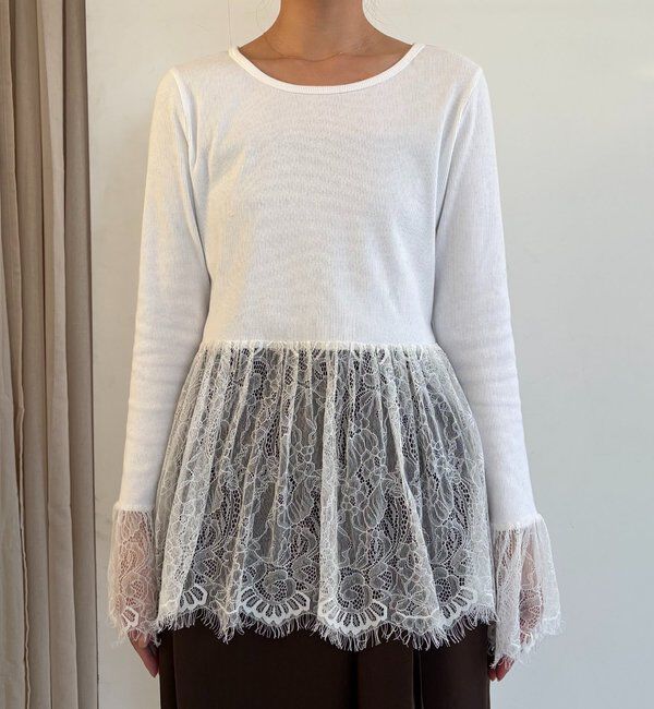  「【トレンド感あるレイヤードスタイルに！】レースロンT」|シャツ・ブラウス|