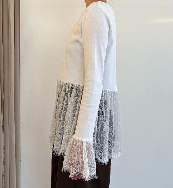  「【トレンド感あるレイヤードスタイルに！】レースロンT」|シャツ・ブラウス|