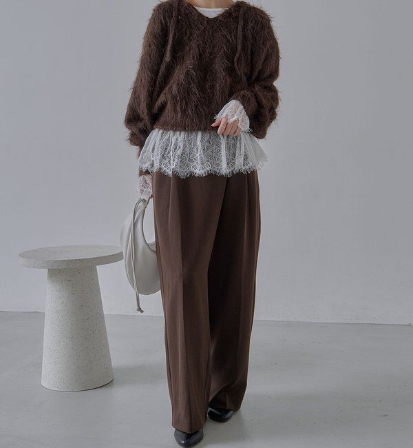  「【トレンド感あるレイヤードスタイルに！】レースロンT」|シャツ・ブラウス|