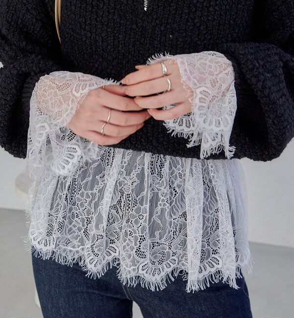  「【トレンド感あるレイヤードスタイルに！】レースロンT」|シャツ・ブラウス|