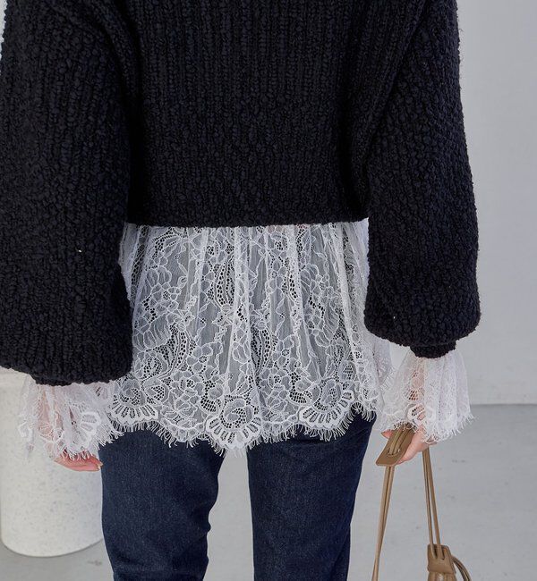  「【トレンド感あるレイヤードスタイルに！】レースロンT」|シャツ・ブラウス|