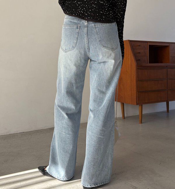  「【低身長サイズあり/セットアップ対応】スリットポケットストレートデニム」|デニム|