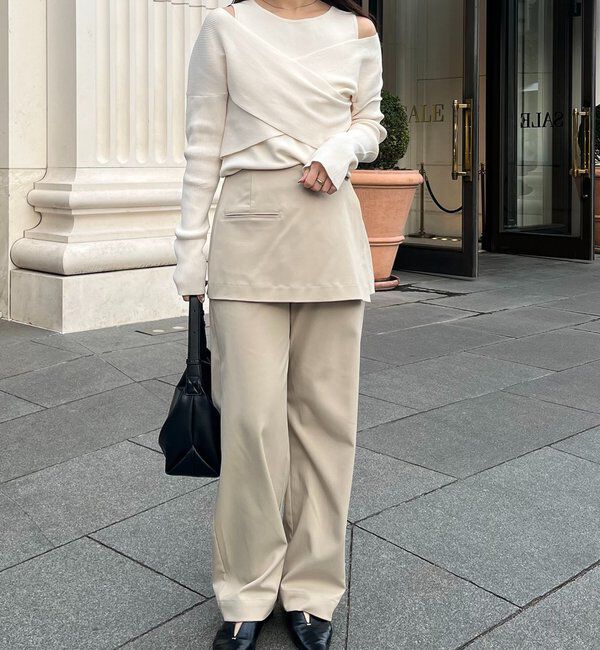  「オフショルクロスレイヤードニット」|ニット・セーター|