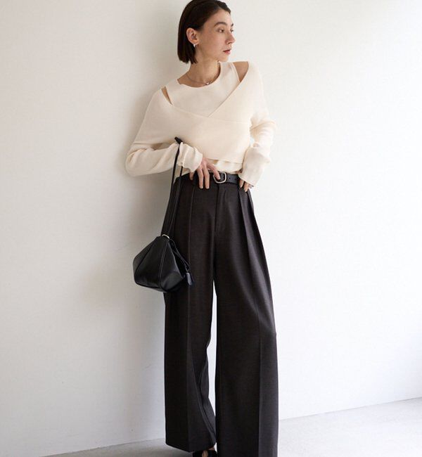  「オフショルクロスレイヤードニット」|ニット・セーター|