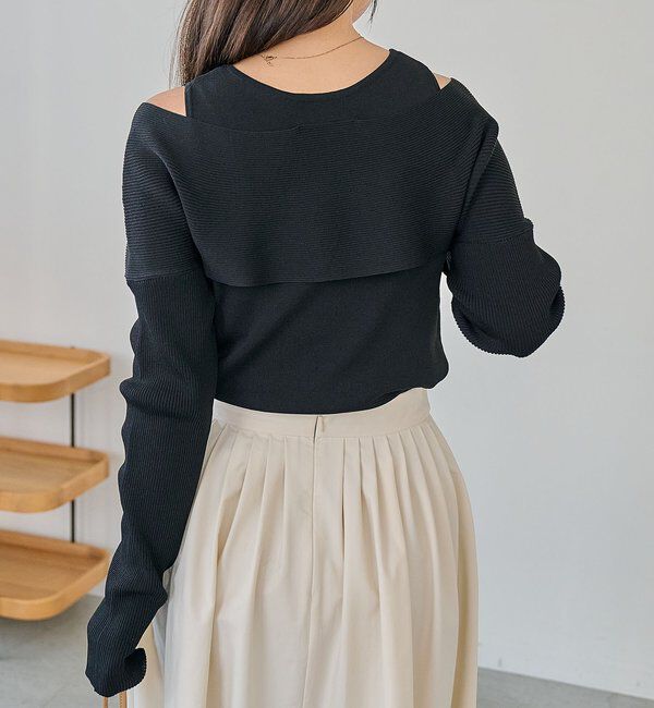  「オフショルクロスレイヤードニット」|ニット・セーター|