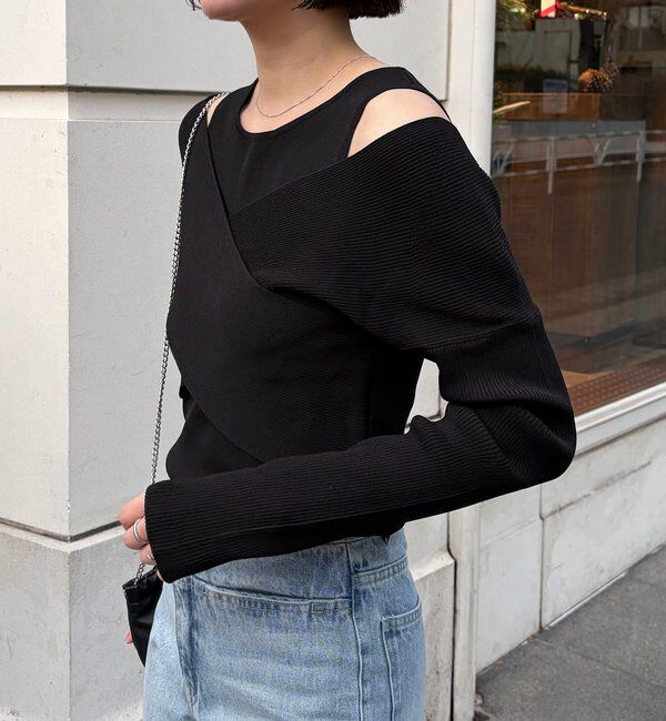  「オフショルクロスレイヤードニット」|ニット・セーター|