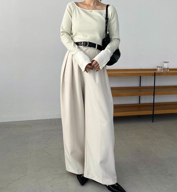  「ボーダー袖ボタンロンT」|Tシャツ・カットソー|