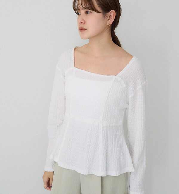  「【26SS予約】スクエアネックペプラムカットソー」|Tシャツ・カットソー|オフホワイト