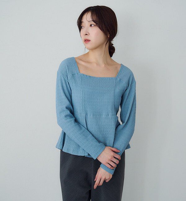  「【26SS予約】スクエアネックペプラムカットソー」|Tシャツ・カットソー|