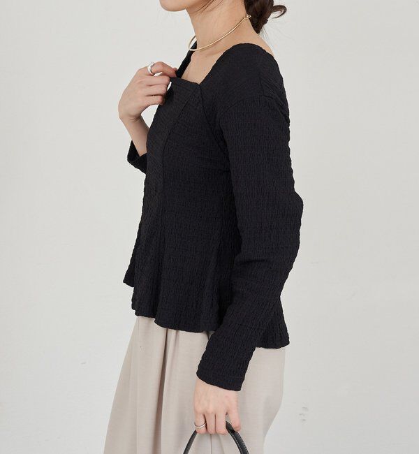  「【26SS予約】スクエアネックペプラムカットソー」|Tシャツ・カットソー|