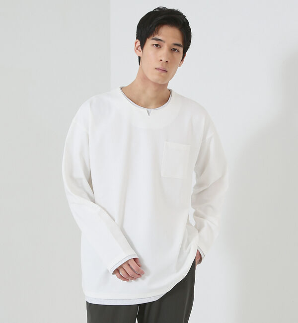 ABAHOUSE「【レイヤード】キーネック ロングスリーブ Tシャツ」|Tシャツ・カットソー|