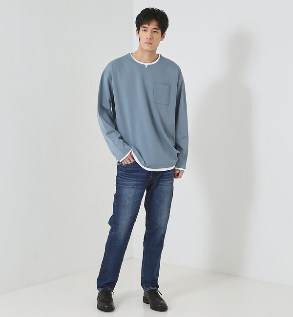 ABAHOUSE「【レイヤード】キーネック ロングスリーブ Tシャツ」|Tシャツ・カットソー|