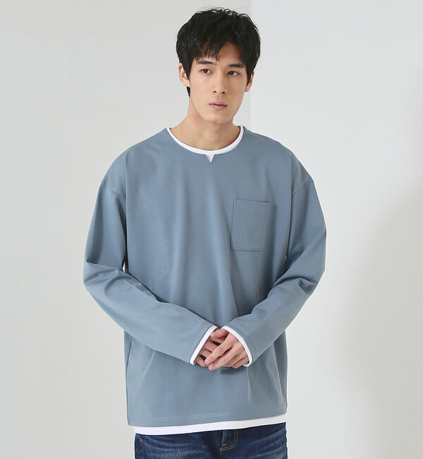 ABAHOUSE「【レイヤード】キーネック ロングスリーブ Tシャツ」|Tシャツ・カットソー|