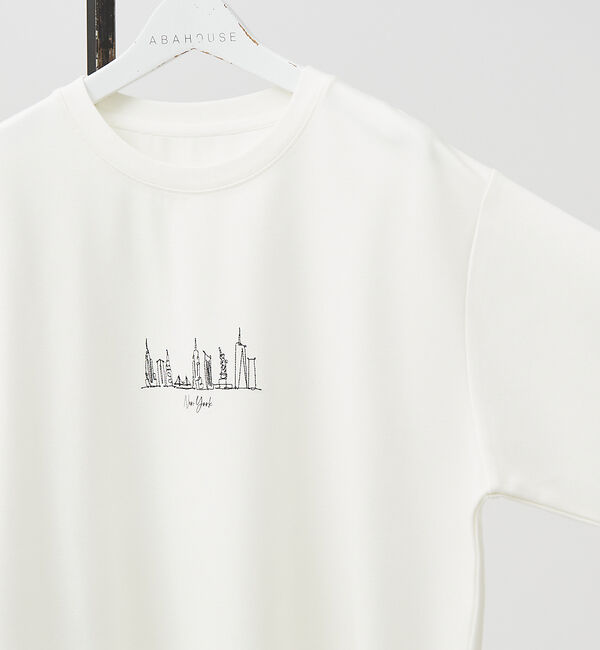 ABAHOUSE「【CITY】刺繍 ポンチ 半袖Tシャツ」|Tシャツ・カットソー|ホワイト