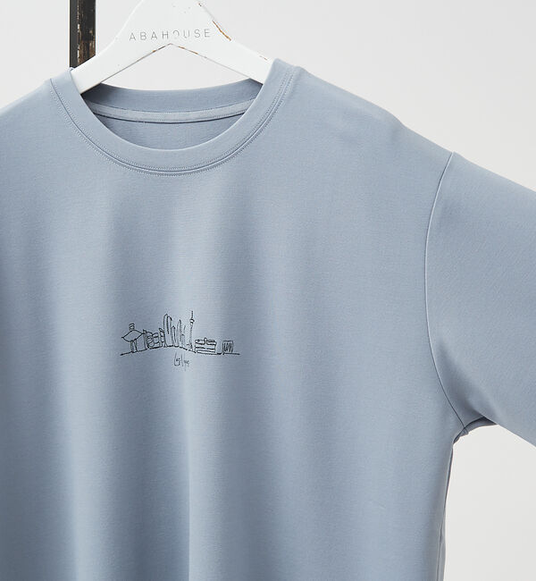 ABAHOUSE「【CITY】刺繍 ポンチ 半袖Tシャツ」|Tシャツ・カットソー|ブルーグレー