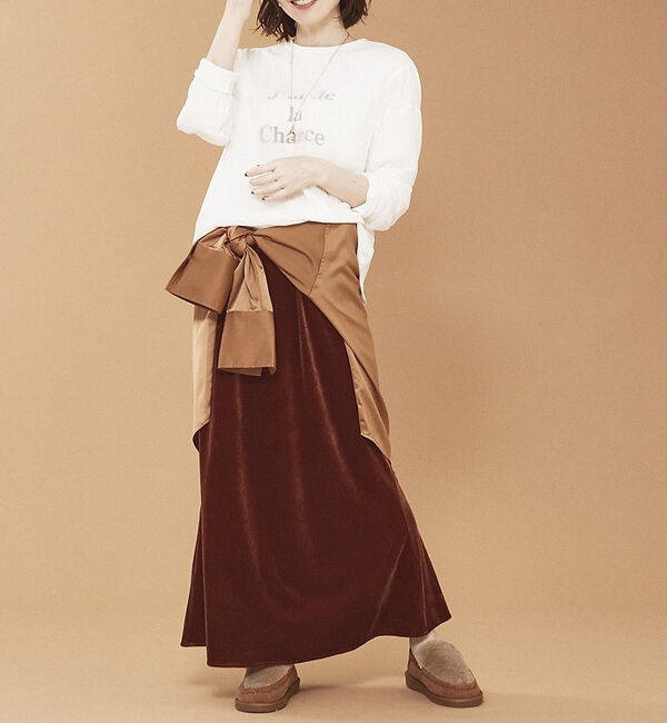 abahouse mavie「ベロア&プリントマーメイドスカート」|スカート|