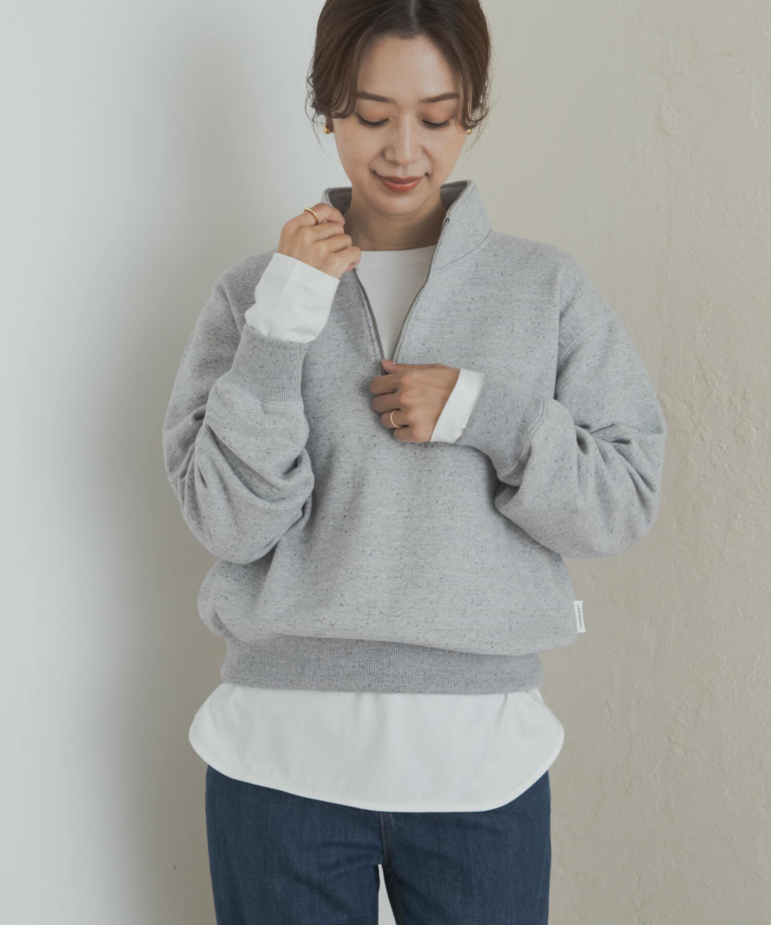 URBAN RESEARCH DOORS「commpost　反毛裏毛ハーフジップスウェット」|スウェット・ジャージ|