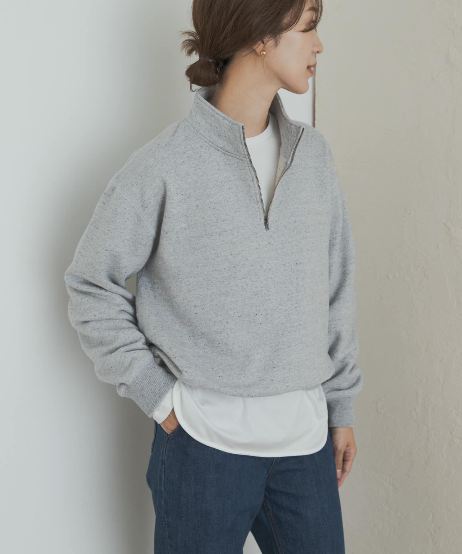 URBAN RESEARCH DOORS「commpost　反毛裏毛ハーフジップスウェット」|スウェット・ジャージ|