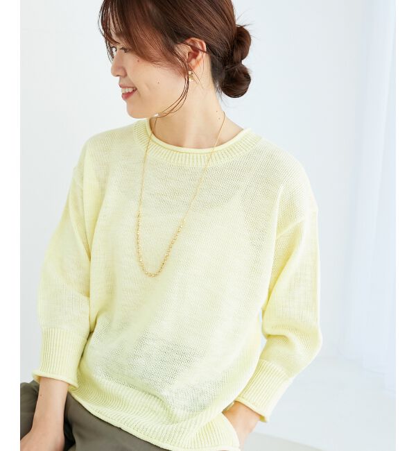  「《手洗い可能》リネンライクニットプルオーバー」|ニット・セーター|