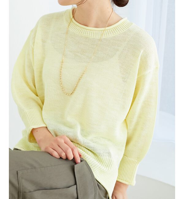  「《手洗い可能》リネンライクニットプルオーバー」|ニット・セーター|