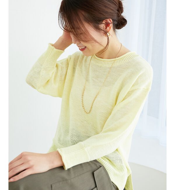  「《手洗い可能》リネンライクニットプルオーバー」|ニット・セーター|