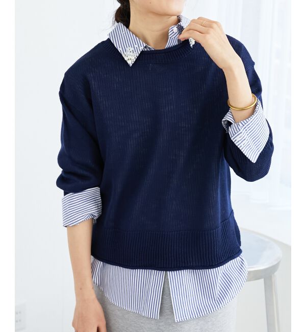  「《手洗い可能》リネンライクニットプルオーバー」|ニット・セーター|