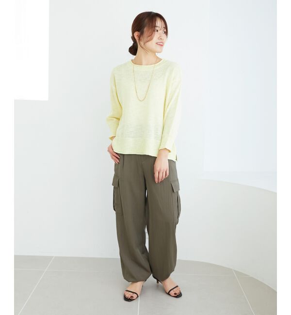  「《手洗い可能》リネンライクニットプルオーバー」|ニット・セーター|