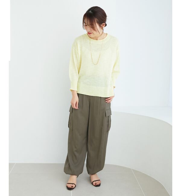  「《手洗い可能》リネンライクニットプルオーバー」|ニット・セーター|