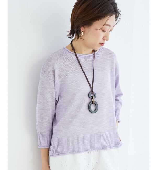  「《手洗い可能》リネンライクニットプルオーバー」|ニット・セーター|