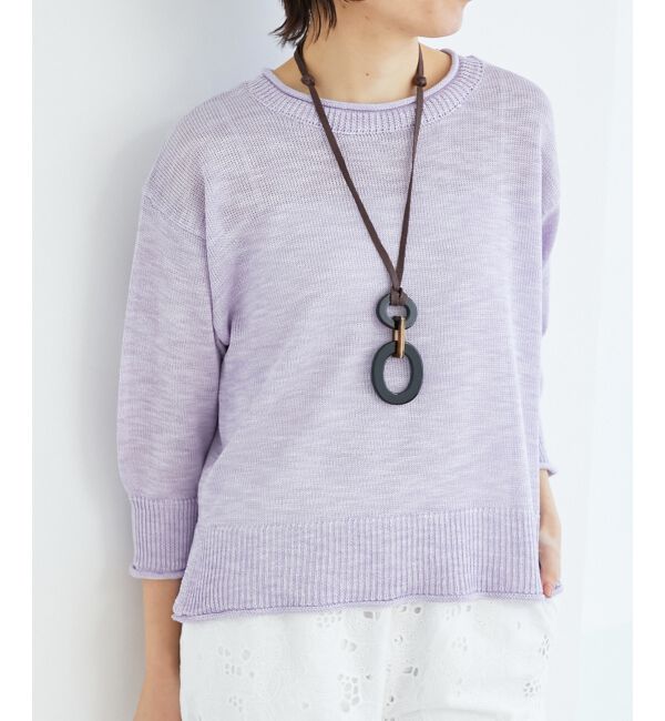  「《手洗い可能》リネンライクニットプルオーバー」|ニット・セーター|