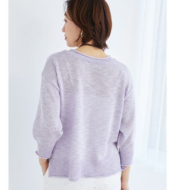  「《手洗い可能》リネンライクニットプルオーバー」|ニット・セーター|