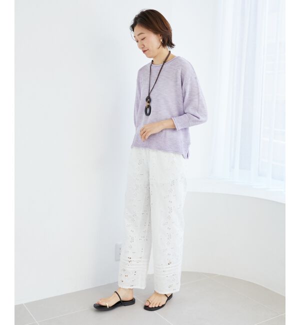  「《手洗い可能》リネンライクニットプルオーバー」|ニット・セーター|