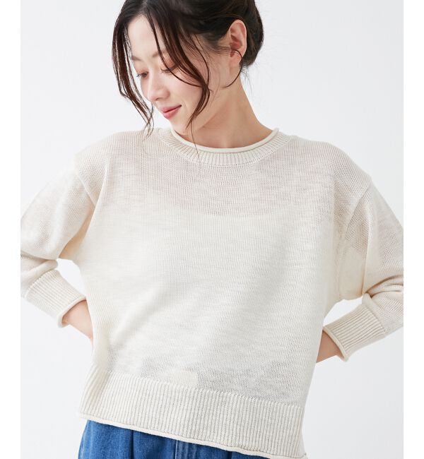  「《手洗い可能》リネンライクニットプルオーバー」|ニット・セーター|