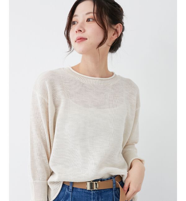  「《手洗い可能》リネンライクニットプルオーバー」|ニット・セーター|
