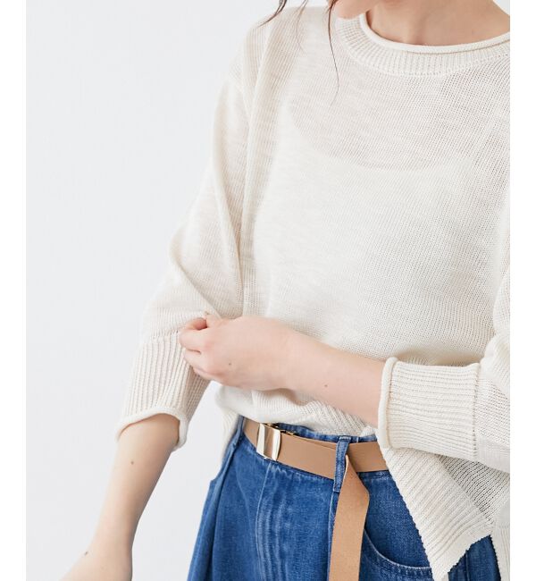  「《手洗い可能》リネンライクニットプルオーバー」|ニット・セーター|