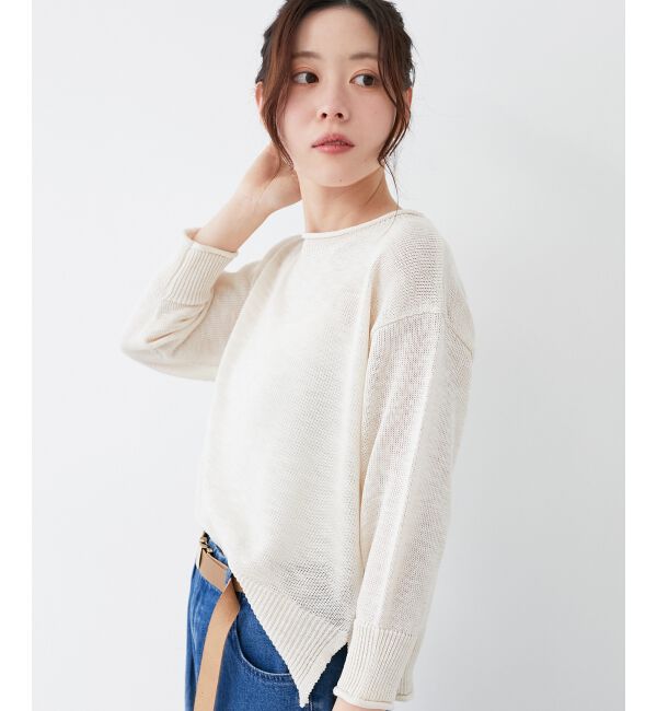  「《手洗い可能》リネンライクニットプルオーバー」|ニット・セーター|