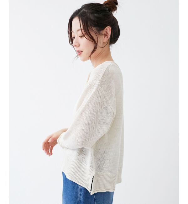  「《手洗い可能》リネンライクニットプルオーバー」|ニット・セーター|