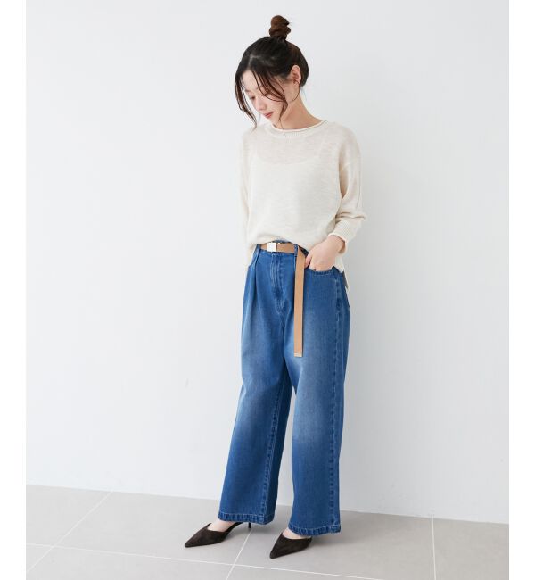  「《手洗い可能》リネンライクニットプルオーバー」|ニット・セーター|