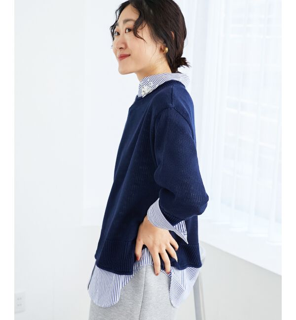  「《手洗い可能》リネンライクニットプルオーバー」|ニット・セーター|