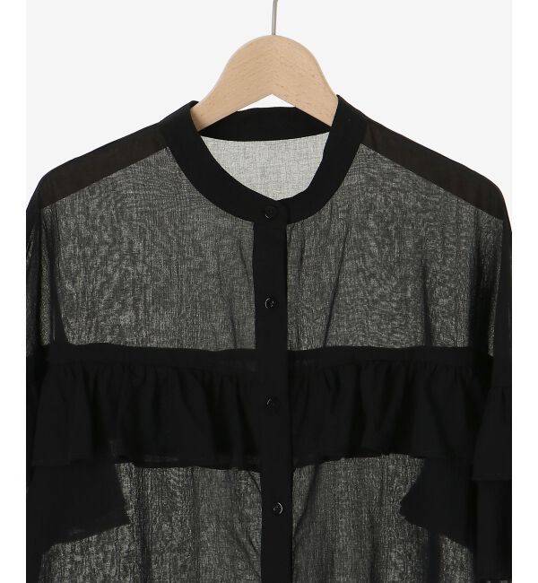  「バンドカラーシアーフリルブラウス」|シャツ・ブラウス|