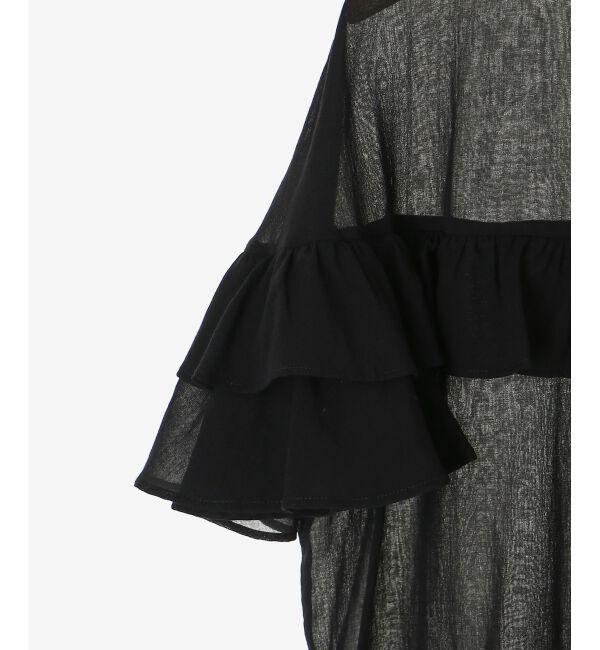  「バンドカラーシアーフリルブラウス」|シャツ・ブラウス|