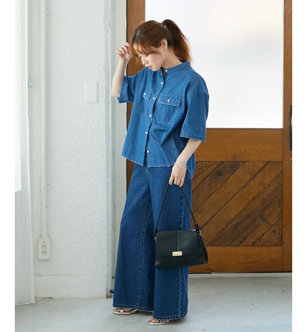  「スタンドネックパールボタンハーフスリーブシャツ」|シャツ・ブラウス|