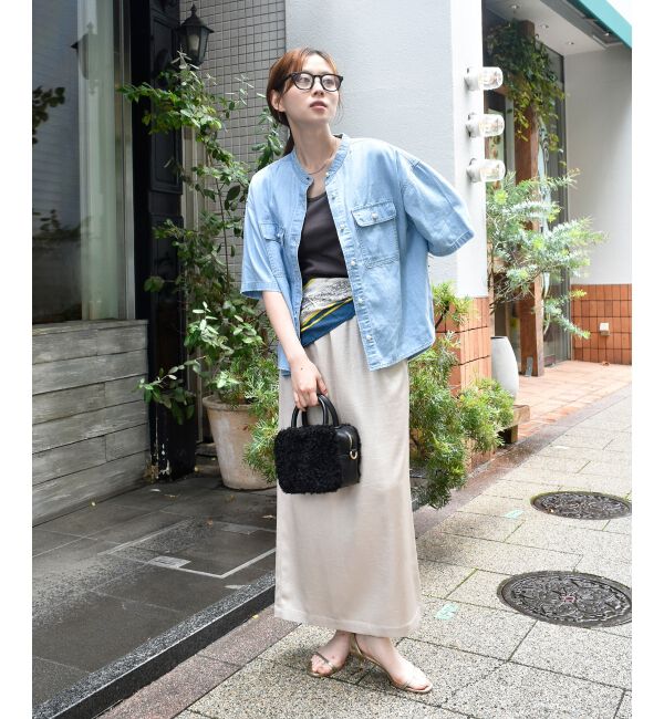  「スタンドネックパールボタンハーフスリーブシャツ」|シャツ・ブラウス|