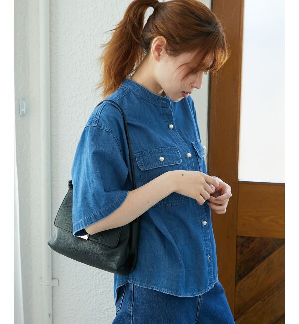  「スタンドネックパールボタンハーフスリーブシャツ」|シャツ・ブラウス|