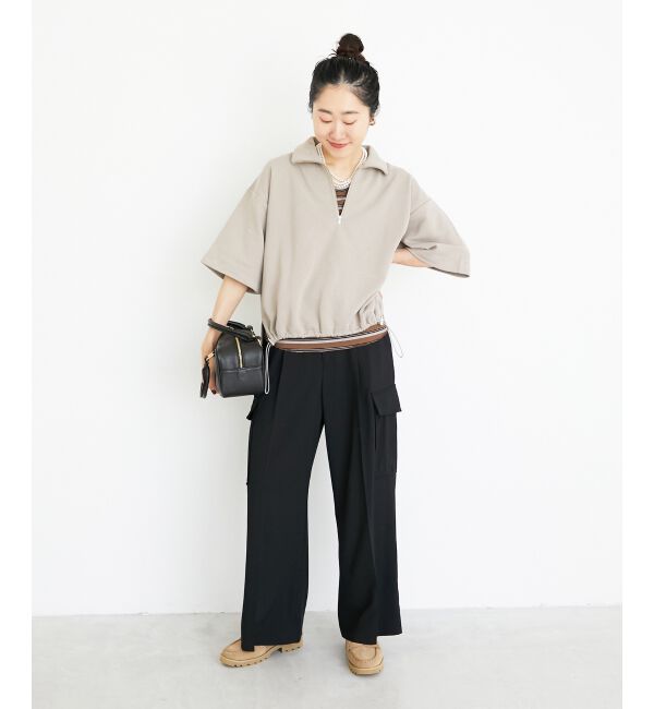  「ジップデザインハーフスリーブスウェット」|スウェット・ジャージ|