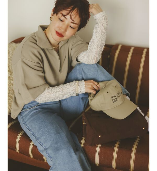  「ジップデザインハーフスリーブスウェット」|スウェット・ジャージ|