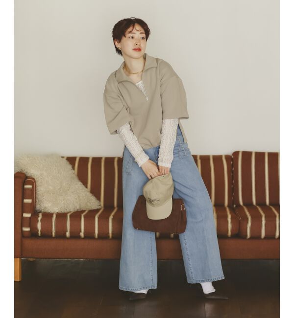  「ジップデザインハーフスリーブスウェット」|スウェット・ジャージ|