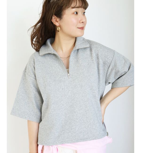  「ジップデザインハーフスリーブスウェット」|スウェット・ジャージ|