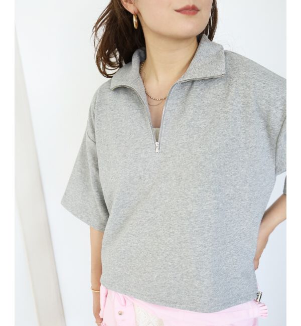  「ジップデザインハーフスリーブスウェット」|スウェット・ジャージ|